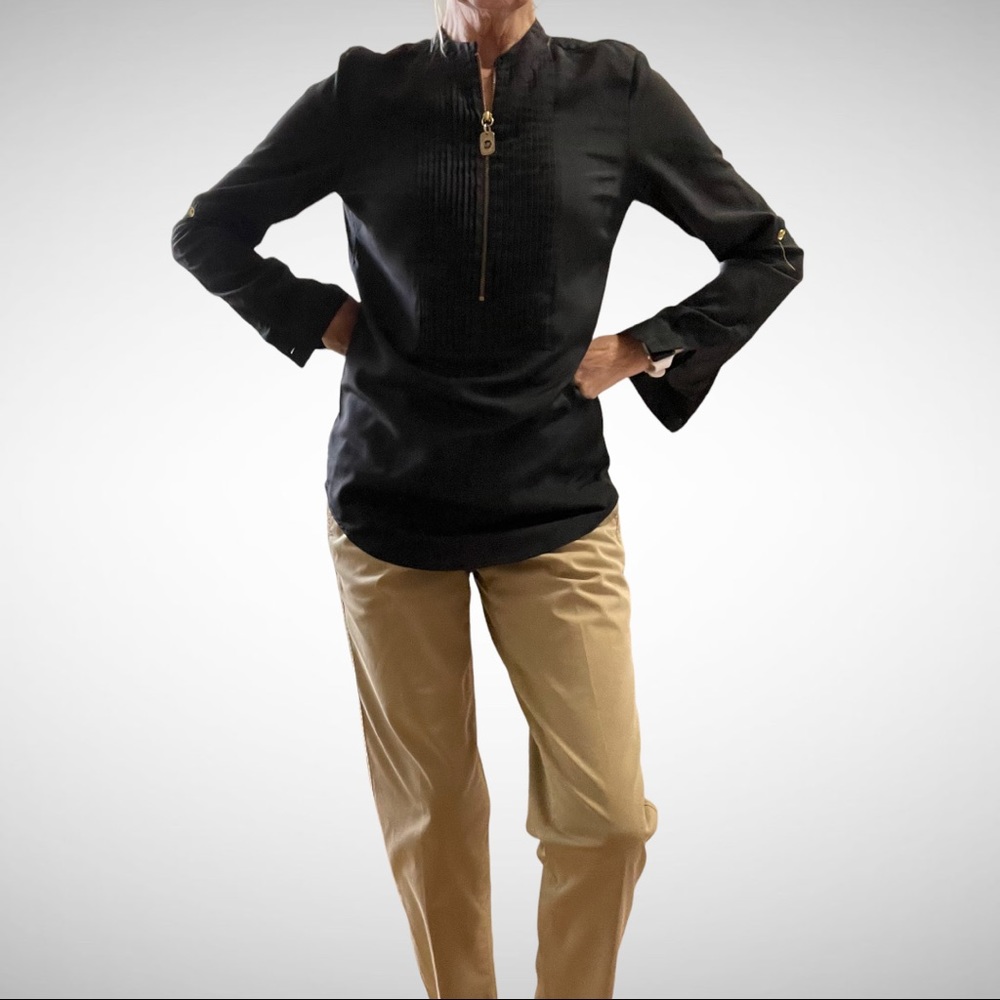 Michael Kors Black Zip Front Blouse XS